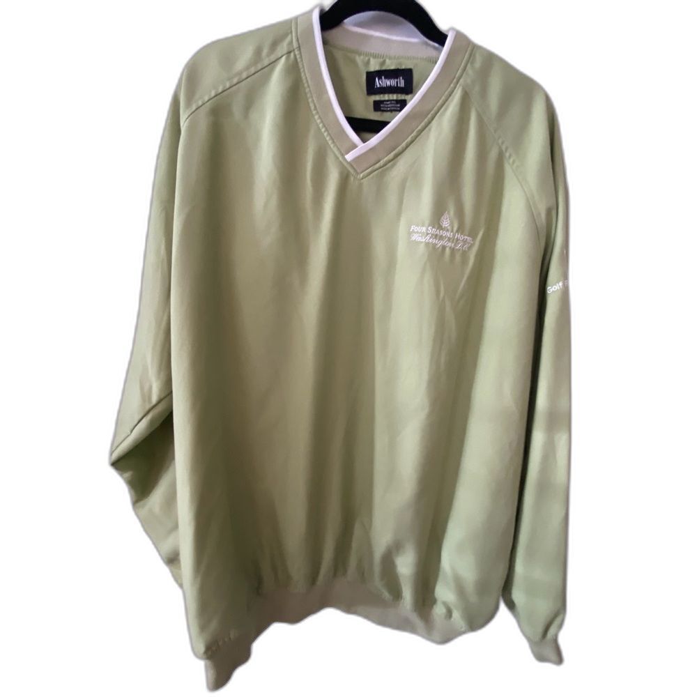 Ashworth Lime Green Four Seasons Hotel Golf V-neck Pullover Windbreaker Jacket